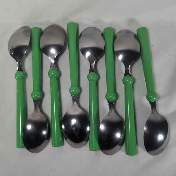 IKEA Grammatik Green 8 Lot Set Vintage Stainless Flatware Cutlery Spoon Utensils - Picture 5 of 15